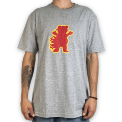 CAMISETA GRIZZLY FIRE FLAME CINZA